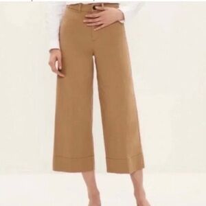 Frank & Oak Josephine Wide Leg Crop Pants Cotton Brown Size 2